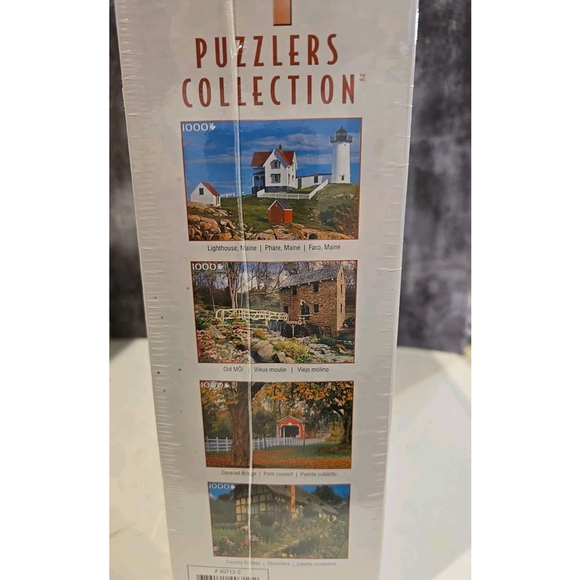 Set of 4 Puzzles 1,000 Pieces Ea. Scenic Houses, New-Sealed 23.5"x15.5"(shelf) - Picture 2 of 4